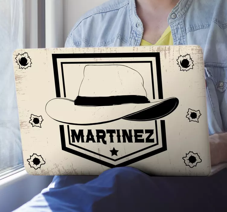 Cowboy hat with name laptop sticker - TenStickers