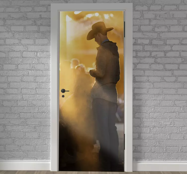 Cowboy man door vinyl decal - TenStickers