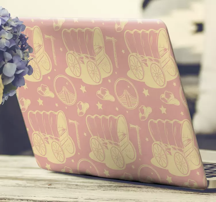Cowboy wagon  laptop sticker - TenStickers