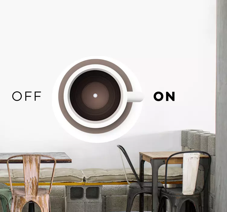 cup of coffee with on and off service sticker - TenStickers
