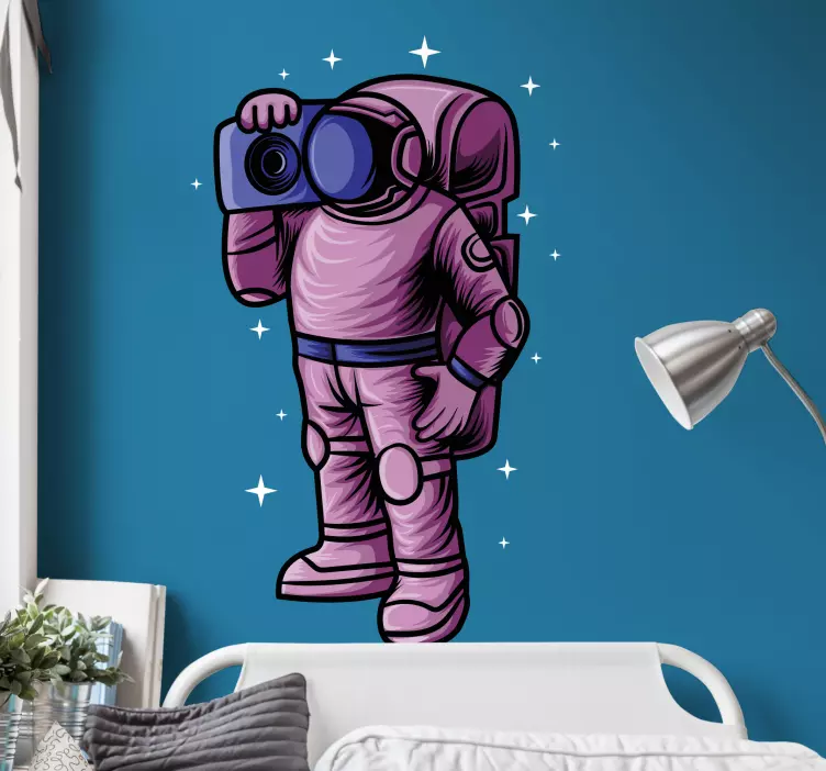 Space sticker curious astronaut discovering - TenStickers
