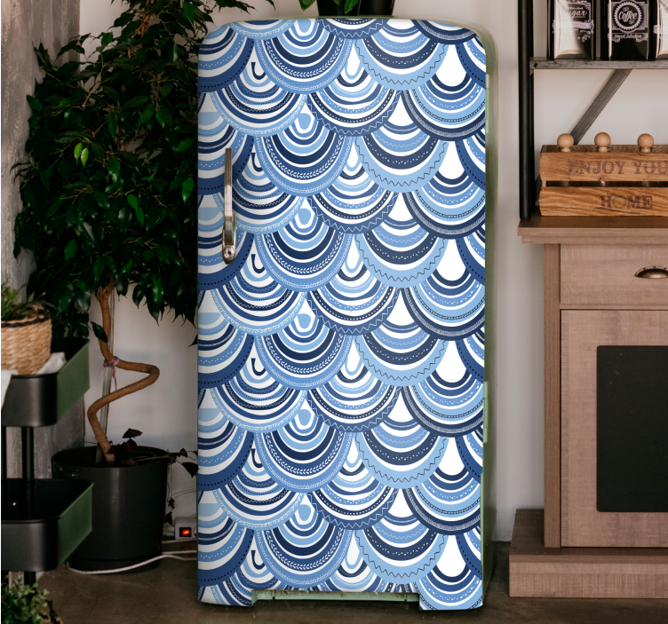 Curved Wave Patterns fridge sticker - TenStickers