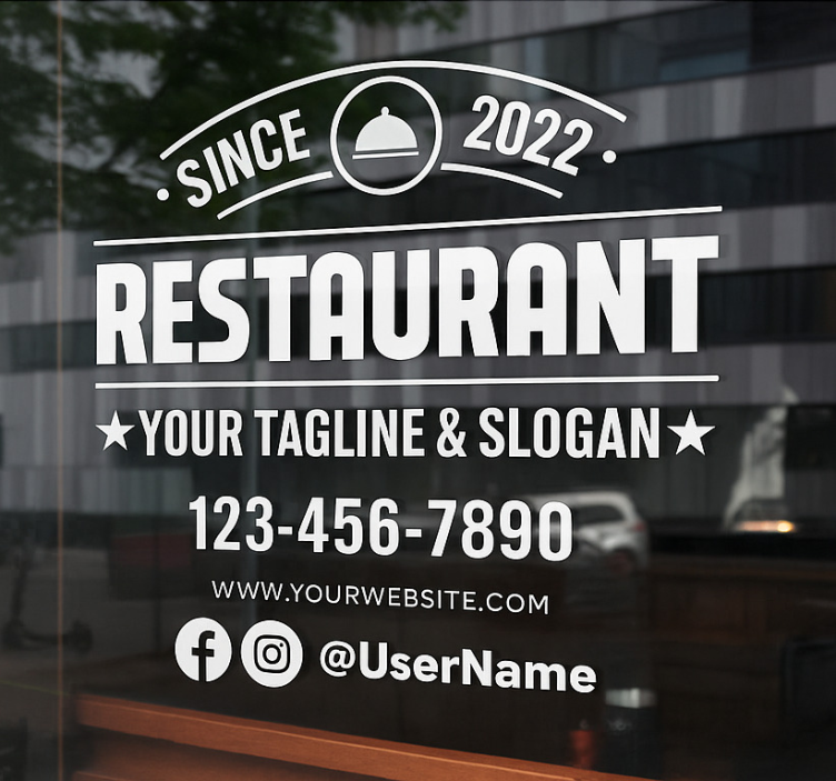 Custom information and social media restaurant sticker - TenStickers