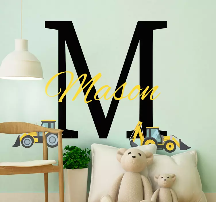 Custom initial and tractor toy sticker - TenStickers
