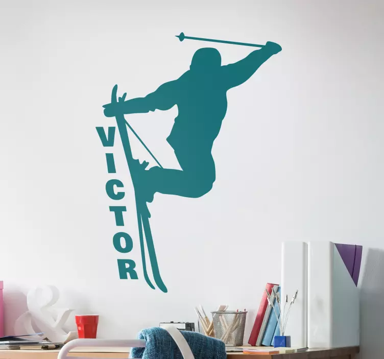 customizable skier wall sticker - TenStickers
