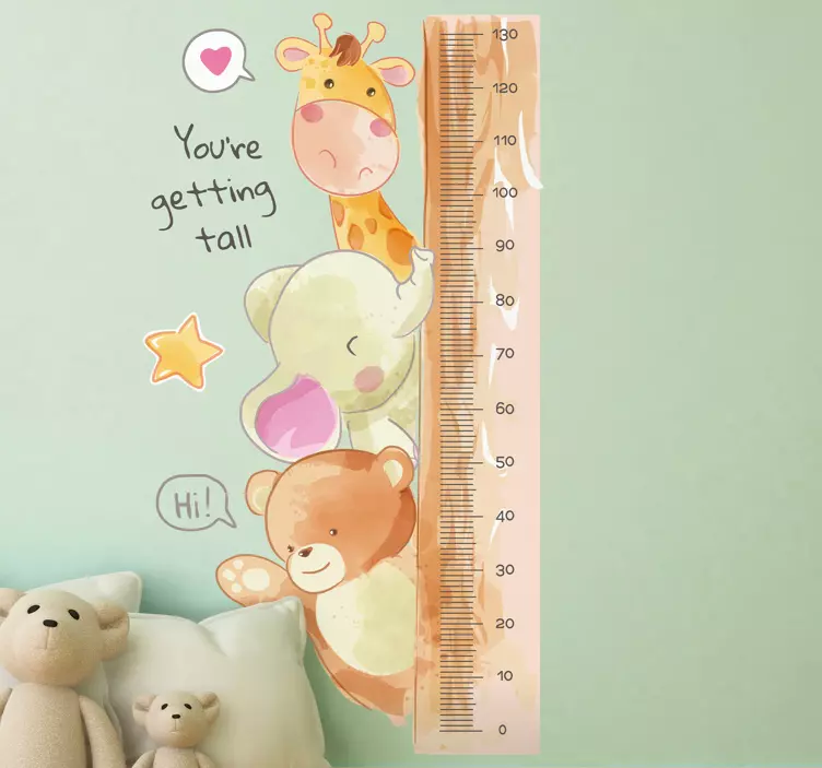 Cute Animal height chart wall sticker - TenStickers