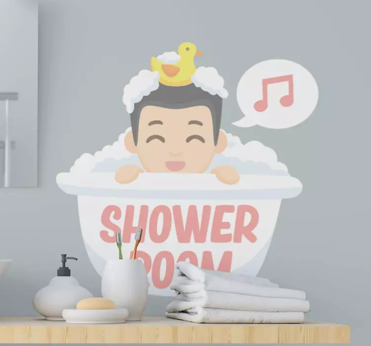 Cute anime shower  door sticker - TenStickers