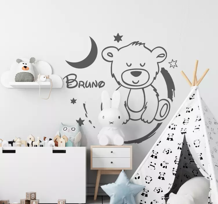 cute bear with stars wall stickers children's room - TenStickers