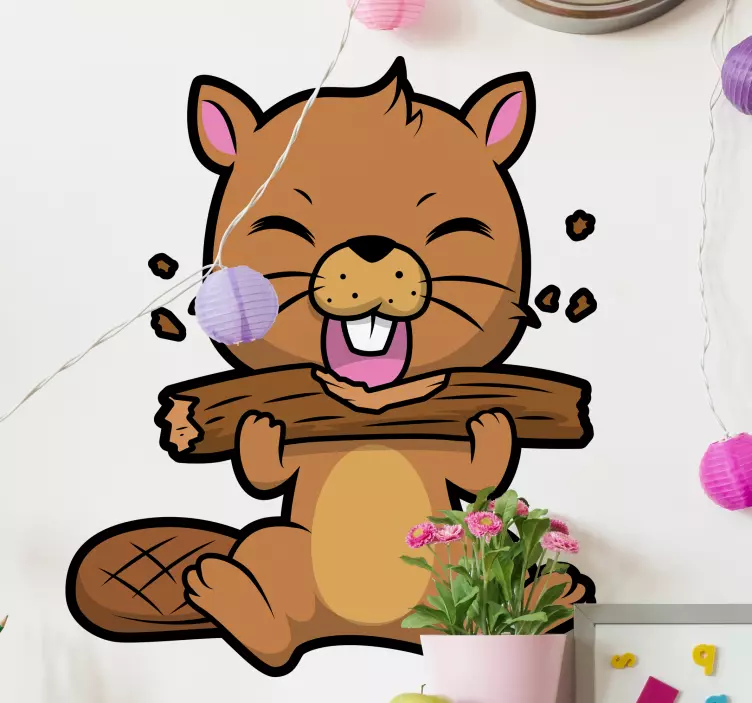 Cute beaver wild animal decal - TenStickers