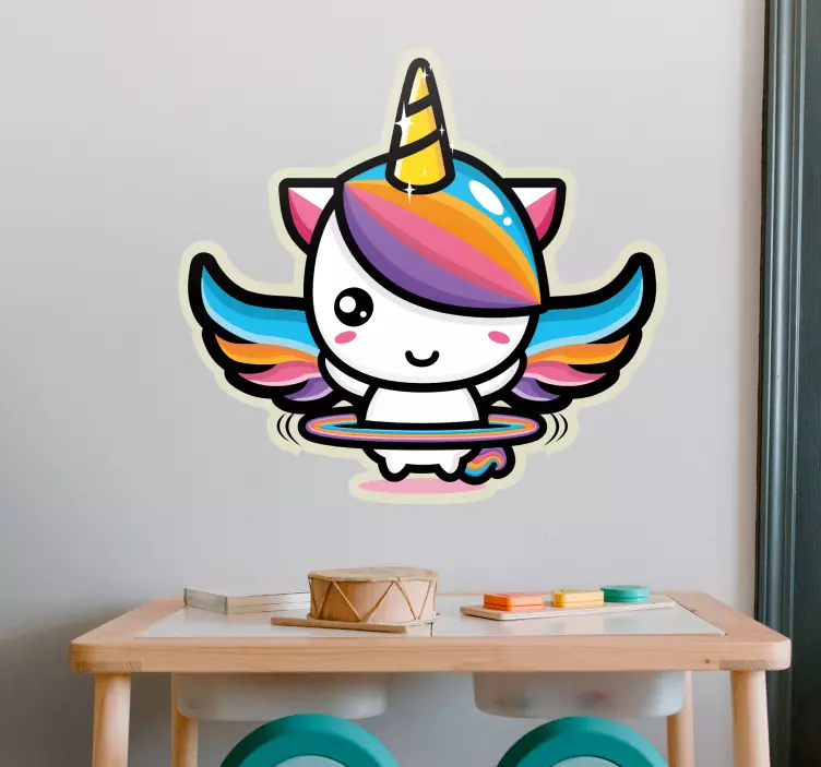 Cute flying unicorn sticker illustration - TenStickers