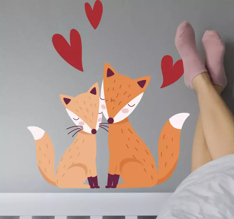 Cute fox couple wild animal decal - TenStickers