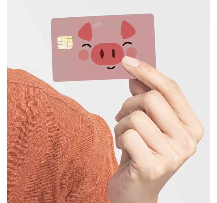 Cute happy pig farm animal credit card sticker - TenStickers