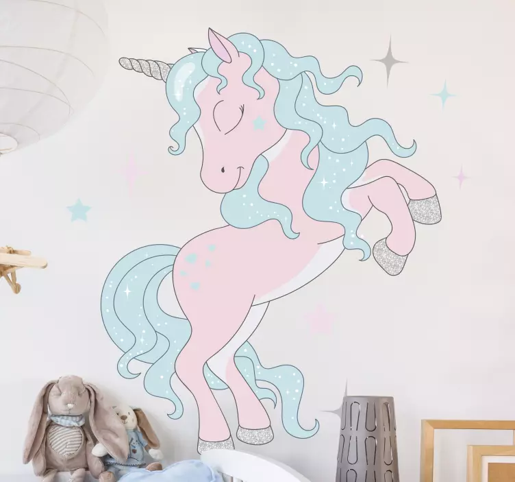 Dreamy unicorn sparkless sticker illustration - TenStickers