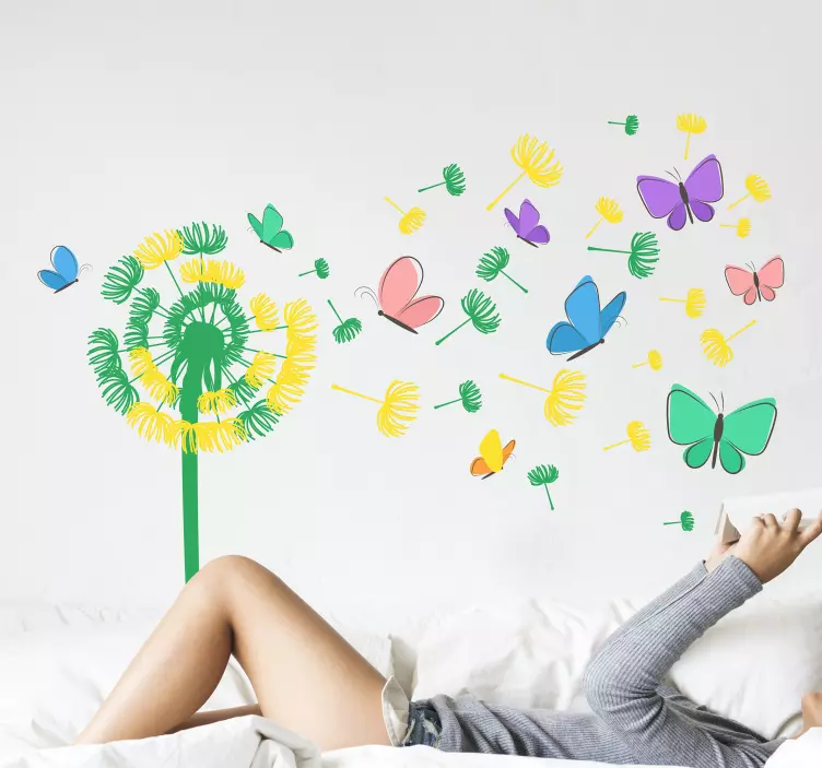 Dandelion flying with butterflies animal decal - TenStickers