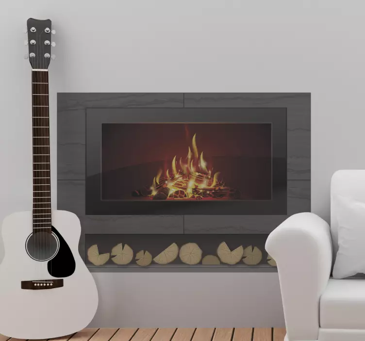 Decoration wall sticker realistic fireplace flames - TenStickers