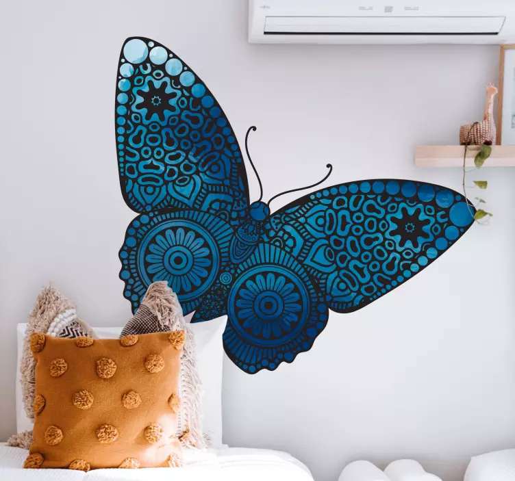 Decorative mandala blue butterfly animal decal - TenStickers
