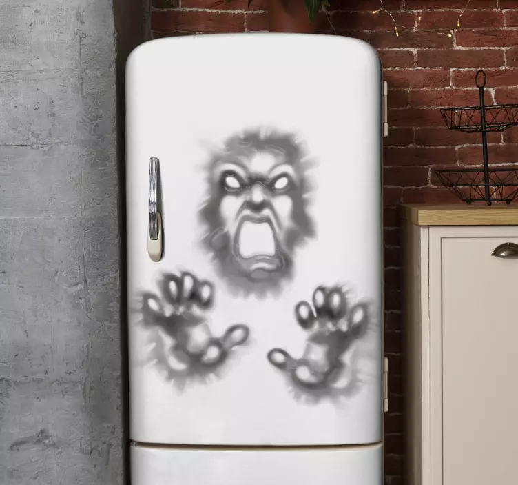 Demon through the wall halloween sticker - TenStickers