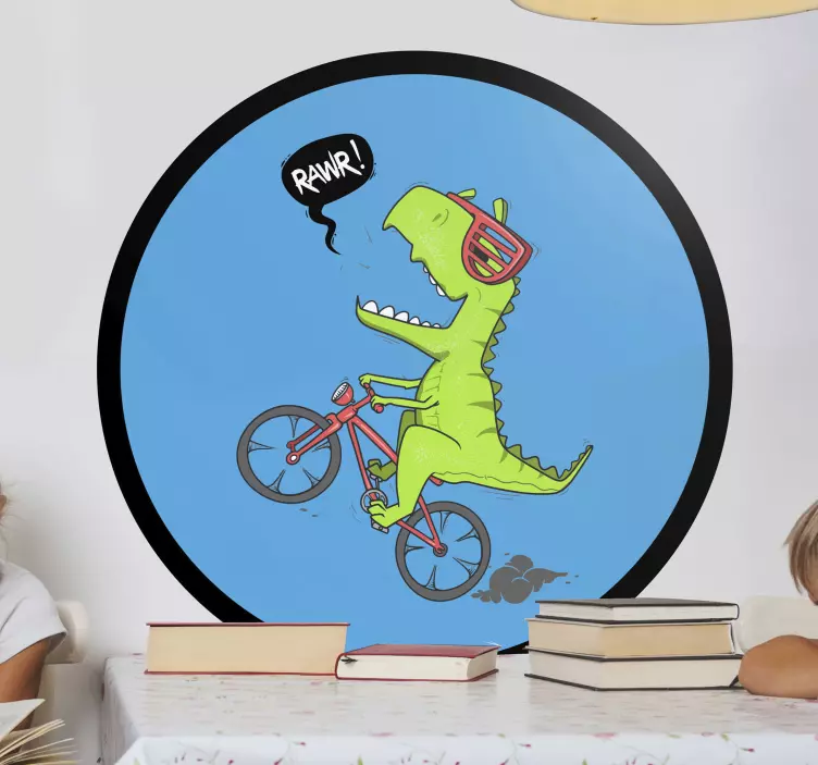 Dinosaur riding bicycle dinosaur wall sticker - TenStickers