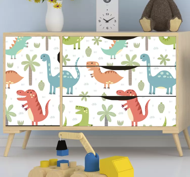 Dinosaur wall sticker with colorful dinosaur designs - TenStickers