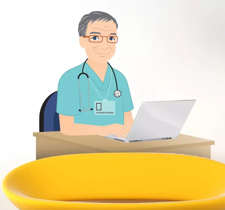 Doctor with Laptop Wall Sticker - TenStickers