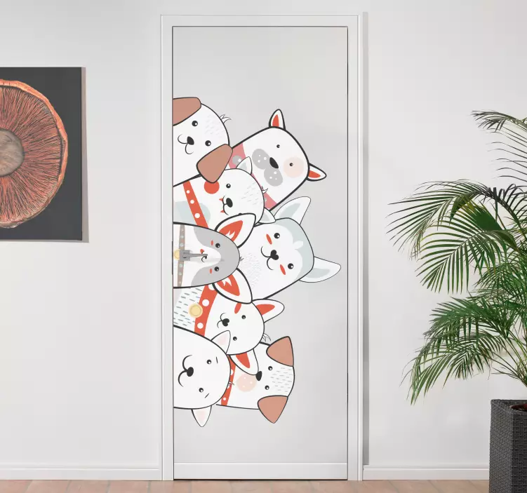 Peeking out dog door sticker - TenStickers