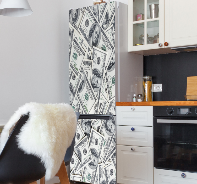 Dollar bills fridge sticker - TenStickers