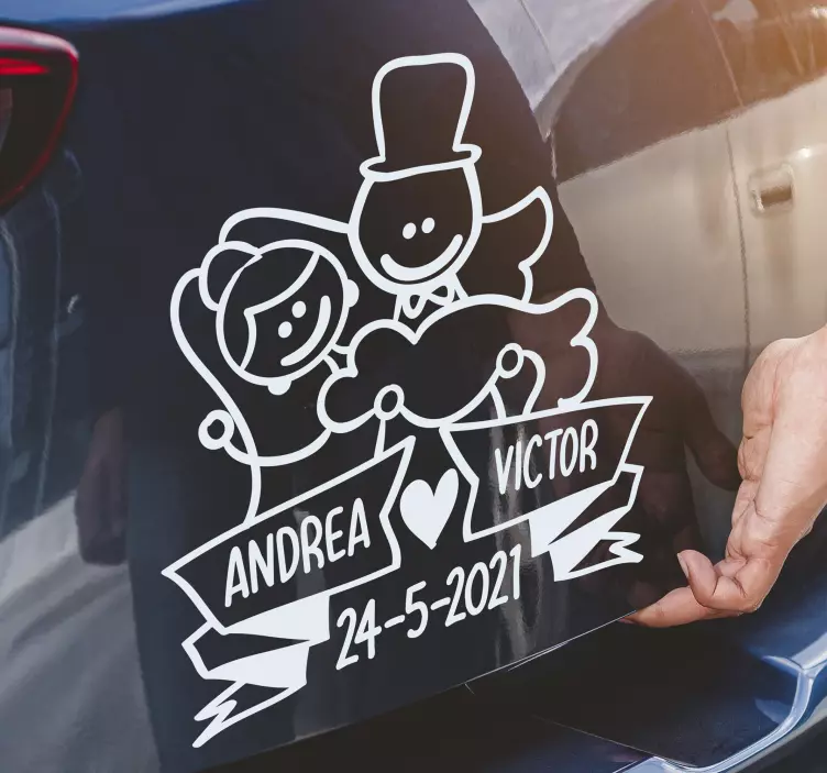 Drawings boyfriends with name wedding sticker - TenStickers
