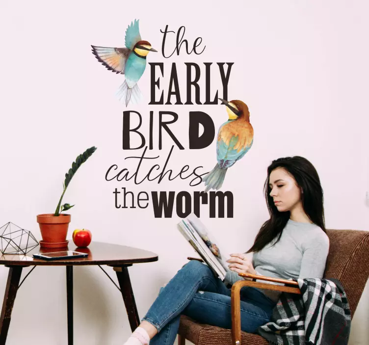 Early Bird Refrain Living Room Wall Decor - TenStickers