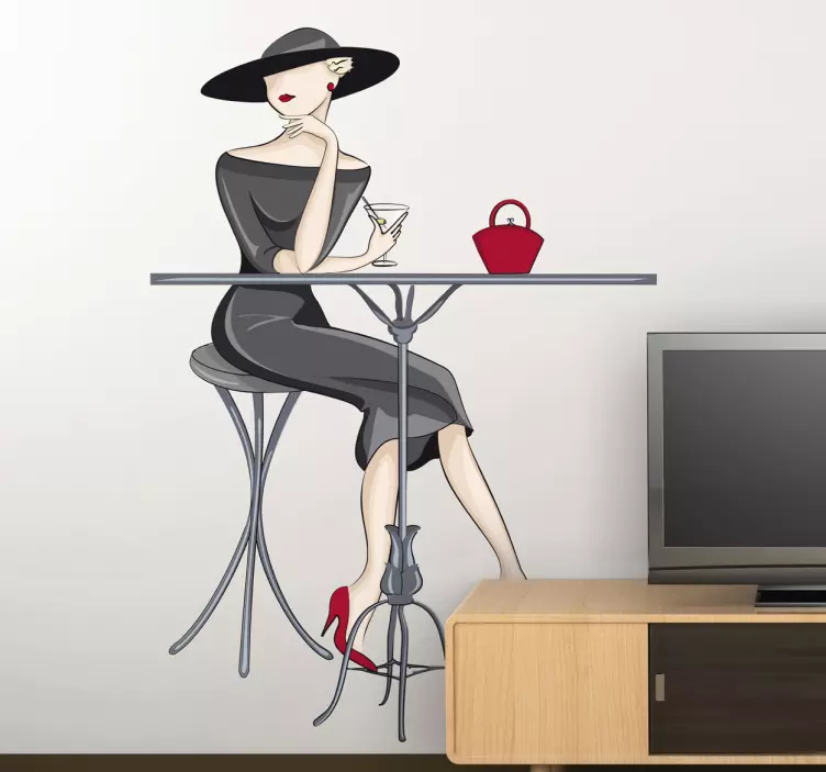Elegant Cocktail Woman Wall Sticker - TenStickers