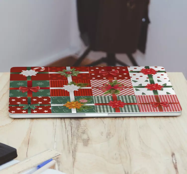 Elegant gift box Pattern laptop sticker - TenStickers