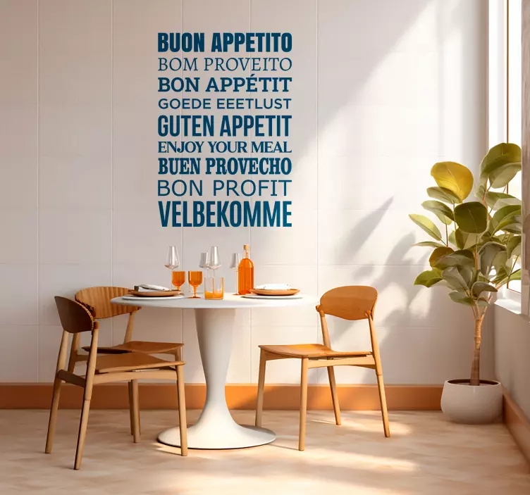 enjoy you meal in different languages wall sticker - TenStickers