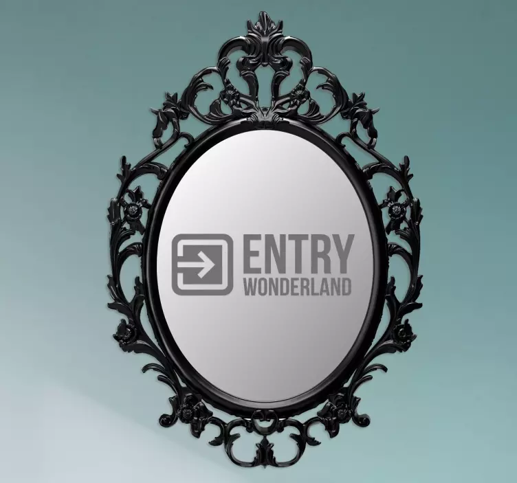 Entrance to wonderland entry sign mirror sticker - TenStickers