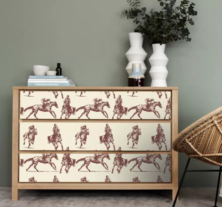 Equestrian pattern motif furniture sticker - TenStickers