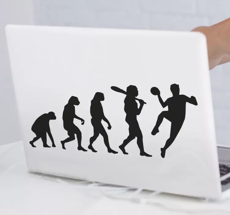 Evolution of Handball laptop sticker - TenStickers