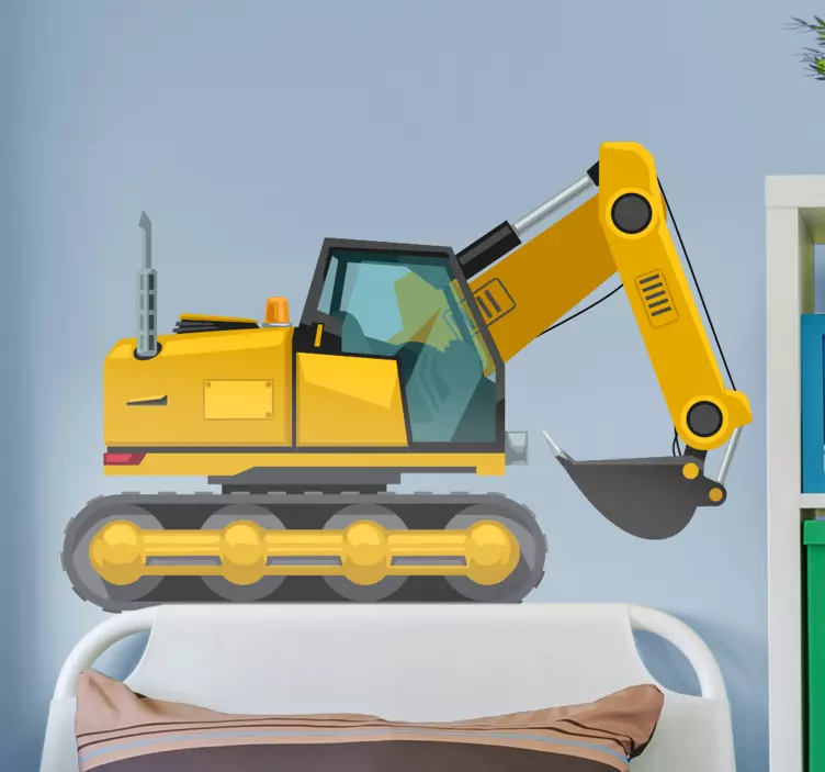 Excavator cartoon machine for kids toy decal - TenStickers