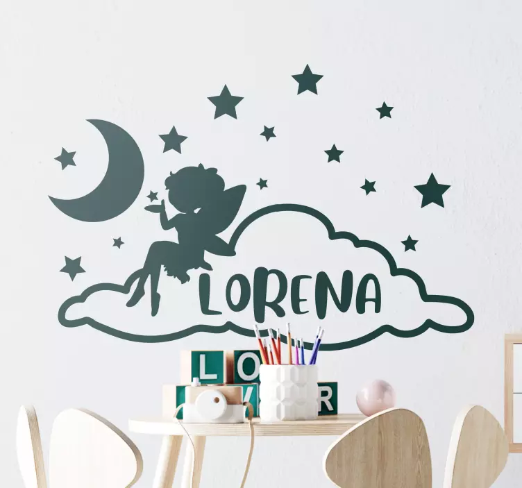 Fairy flying moon on a cloud sticker - TenStickers