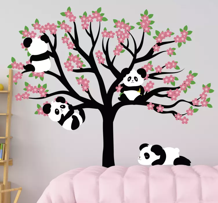 Farm animal sticker pandas in tree - TenStickers