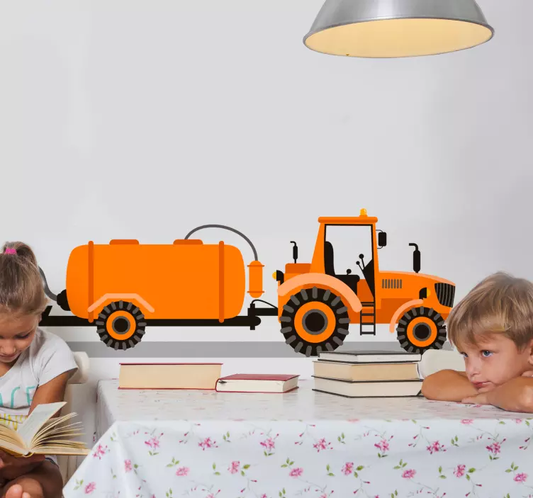 Farmer in plowing tractor toy sticker - TenStickers