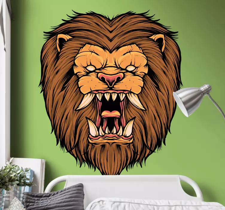 Fierce Lion Face cat sticker - TenStickers