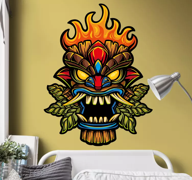 Fierce Tribal Mask dinosaur wall sticker - TenStickers