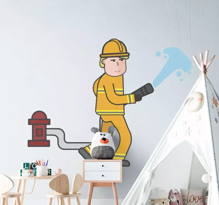 firefighter in action Wall Sticker - TenStickers