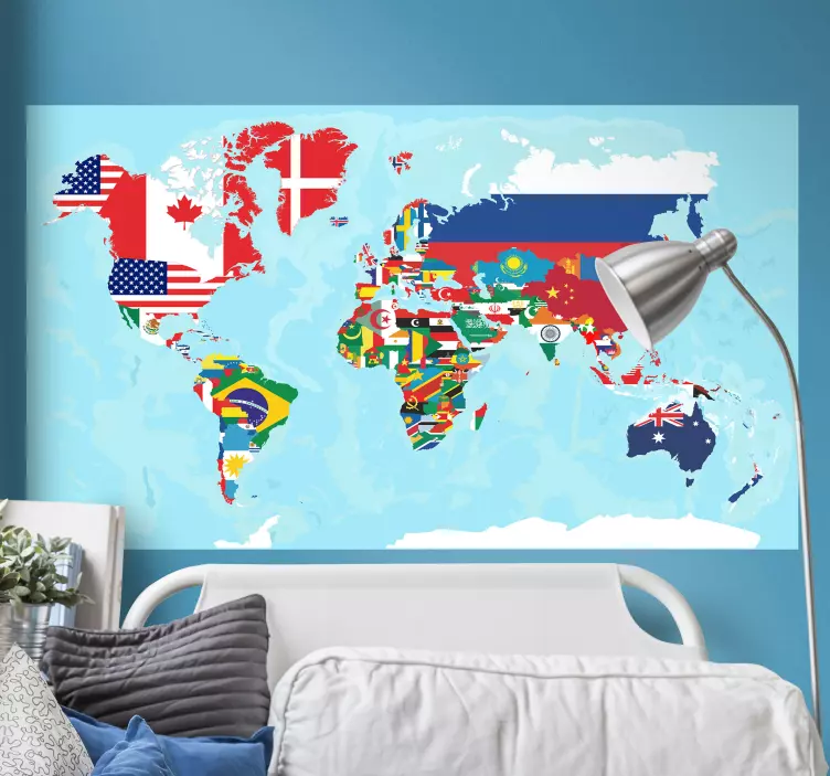 Flags world map wall sticker - TenStickers