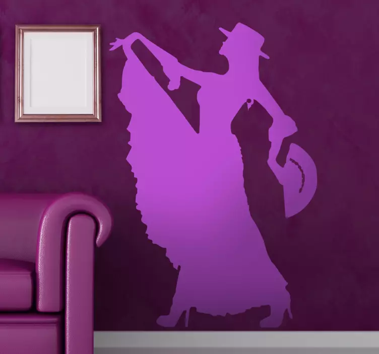 Flamenco Dancer Monochrome Sticker - TenStickers