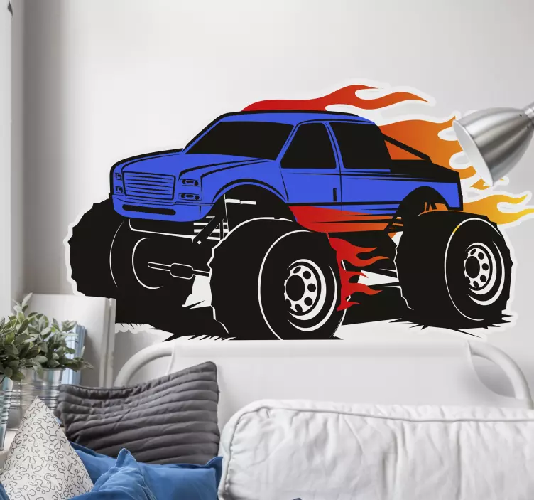 Flaming side truck toy decal - TenStickers