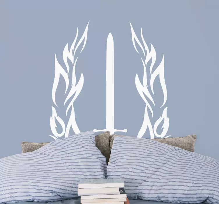 Flaming sword object sticker - TenStickers
