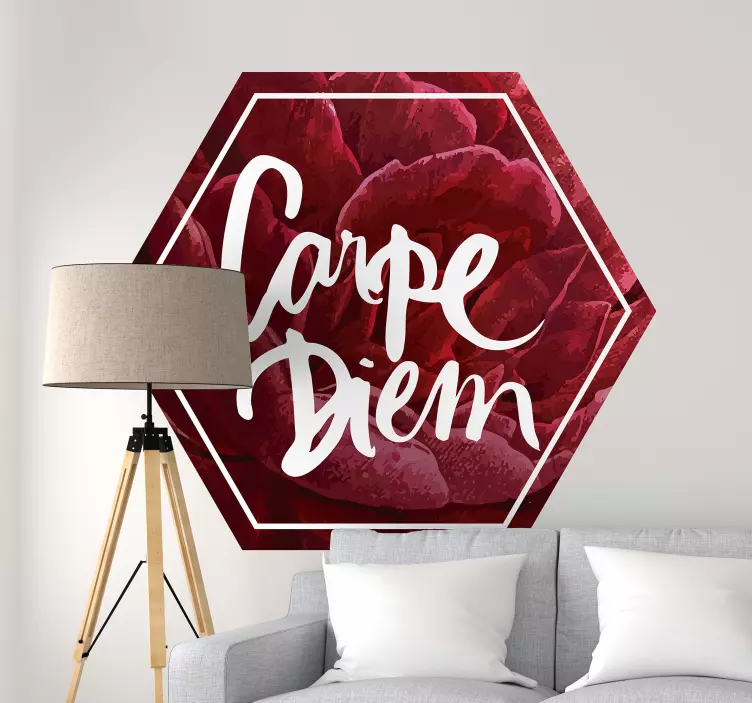 Floral carpe diem text wall sticker - TenStickers
