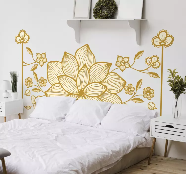 Floral flock paisley wall sticker - TenStickers
