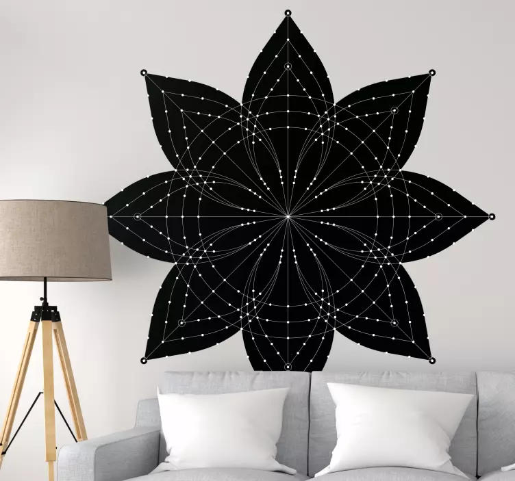 Floral geometric motif flower wall sticker - TenStickers