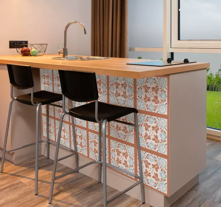 Floral Mediterranean tiles furniture sticker - TenStickers
