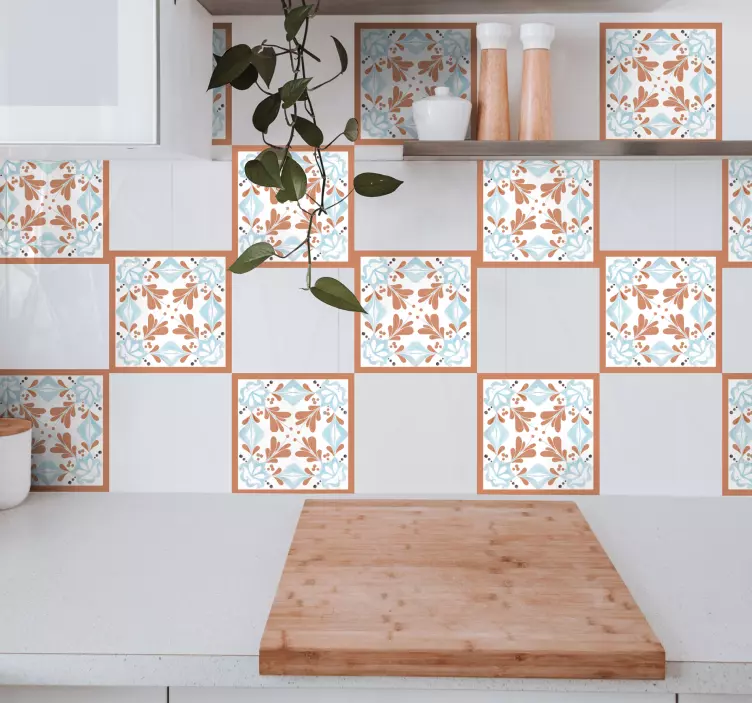 Floral Mediterranean tiles sticker - TenStickers